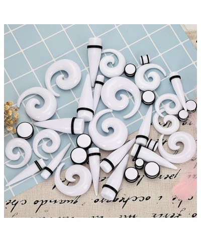 14G-00G 00G-13/16 Acrylic Ear Gauges Stretching Kit Crescent Shaped Spiral Buffalo Taper Plug Set 00g-13/16", 36pcs White $7....