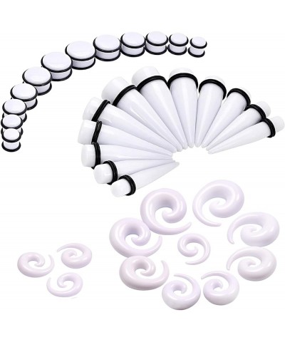 14G-00G 00G-13/16 Acrylic Ear Gauges Stretching Kit Crescent Shaped Spiral Buffalo Taper Plug Set 00g-13/16", 36pcs White $7....