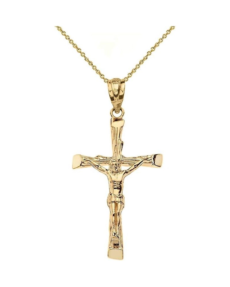 10k Yellow Gold Jesus on the Cross Crucifix Textured Pendant Necklace 20.0 Inches Small $59.99 Necklaces