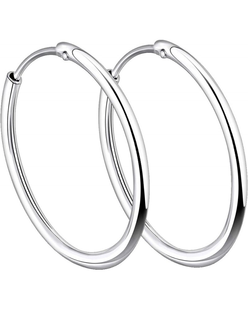 Hoop Earrings 925 Sterling Silver Polished Circle Endless Earrings Hoops Diameter Jewelry 9,13,15,20,30,35,50mm 20MM $22.91 E...