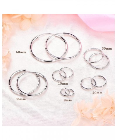 Hoop Earrings 925 Sterling Silver Polished Circle Endless Earrings Hoops Diameter Jewelry 9,13,15,20,30,35,50mm 20MM $22.91 E...