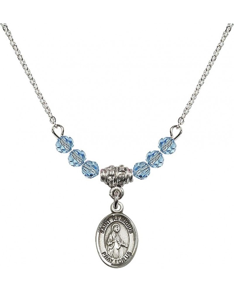 March Birth Month Bead Necklace with Catholic Patron Saint Petite Charm, 18 Inch Saint Remigius of Reims $26.60 Necklaces