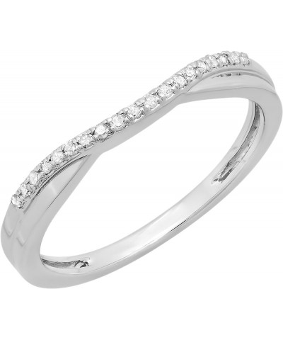 0.11 Carat (ctw) 10K Gold Round Cut White Topaz Ladies Anniversary Wedding Guard Contour Band 7 White Gold $92.47 Rings