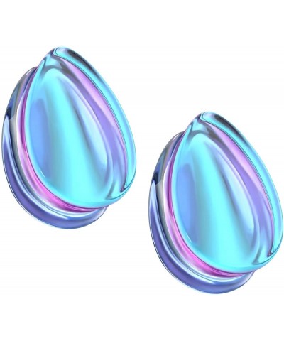 Purple Iridescent Glass Tear Drop Shaped Double Flared Plug Gauges, Sold as a Pair 19mm (3/4") $10.90 Body Jewelry