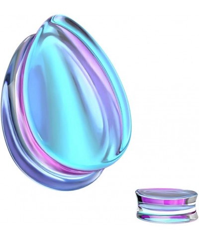 Purple Iridescent Glass Tear Drop Shaped Double Flared Plug Gauges, Sold as a Pair 19mm (3/4") $10.90 Body Jewelry