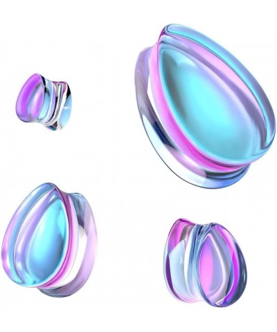 Purple Iridescent Glass Tear Drop Shaped Double Flared Plug Gauges, Sold as a Pair 19mm (3/4") $10.90 Body Jewelry