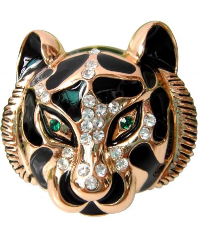 18k Gold Plated Clear Crystal Black Enamel Tiger Head Brooch Pin Golden $9.85 Brooches & Pins