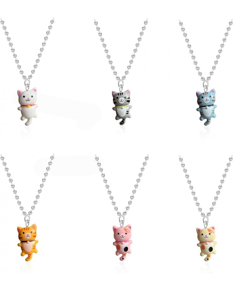 6 Pairs Resin Cute Anime Cat Dangle Earrings Set for Women Girls Funny Aesthetic Animal Cat Earrings Cartoon Kitten Dangle Ea...