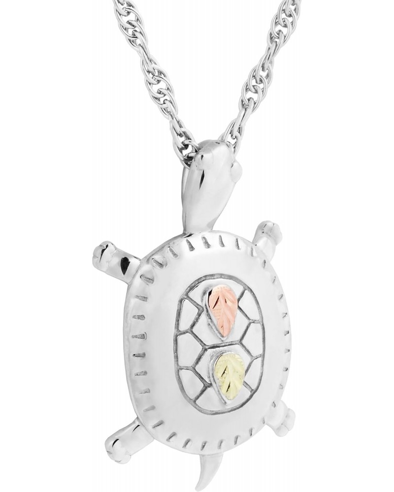 Turtle Pendant Necklace, Sterling Silver, 12k Green and Rose Gold Black Hills Gold Motif, 18 $41.21 Necklaces