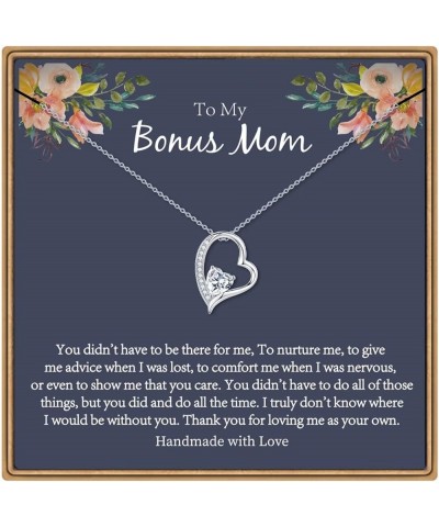 Bonus Mom Gifts Necklace, 925 Sterling Silver/14K White Gold Plated Necklace for Step Mom Mothers Day Gifts Christmas Birthda...