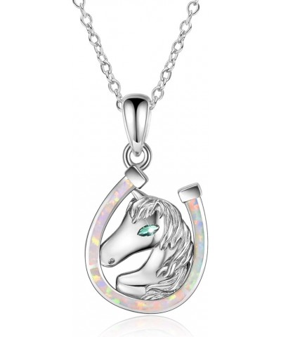 Horse Gifts for Women Horseshoe Necklace Sterling Silver Horse Necklace Horse Lover Gifts for Women Wife Mom Fashion Jewelry ...