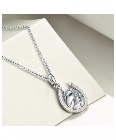 Horse Gifts for Women Horseshoe Necklace Sterling Silver Horse Necklace Horse Lover Gifts for Women Wife Mom Fashion Jewelry ...