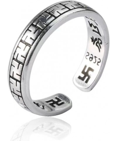 Men Women Vintage Swastika Open Silver Ring Hindu God Buddhist Rings $7.64 Rings