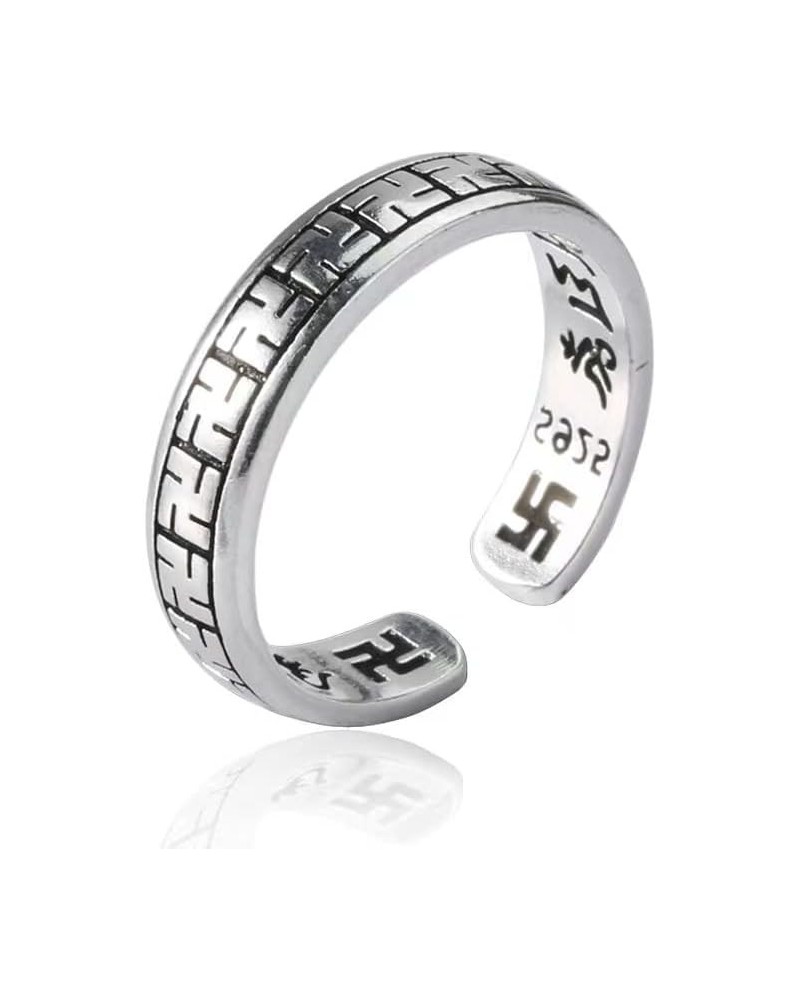 Men Women Vintage Swastika Open Silver Ring Hindu God Buddhist Rings $7.64 Rings