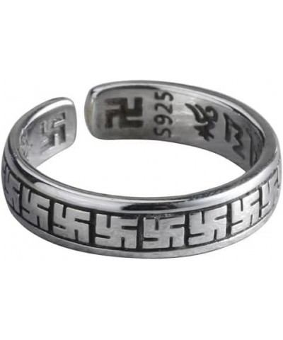 Men Women Vintage Swastika Open Silver Ring Hindu God Buddhist Rings $7.64 Rings