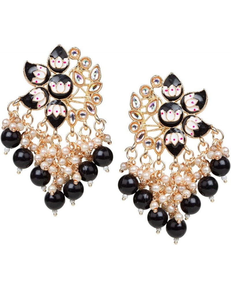 Traditional Bollywood Style Meenakari Gold Plated Indian Earrings For Women & Girls Black $10.39 Earrings