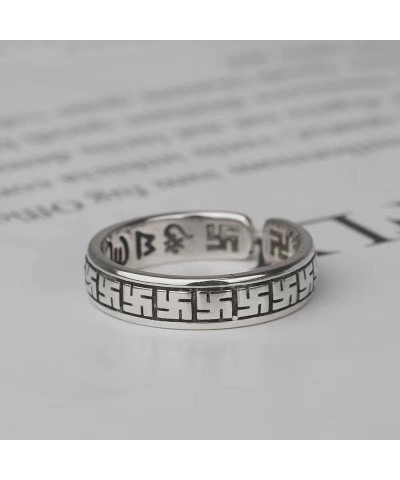 Men Women Vintage Swastika Open Silver Ring Hindu God Buddhist Rings $7.64 Rings