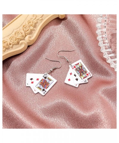 Personality Poker Dangle Earrings Cool Funny Simulate Metal Alloy Game Playing Cards Earrings for Women Girls Unique Gambling...