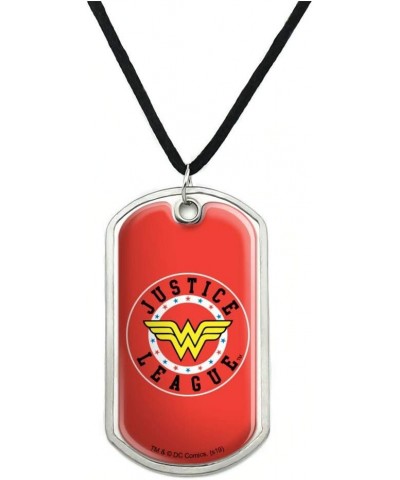 Justice League Wonder Woman Athletic Logo Military Dog Tag Pendant Necklace with Cord $10.43 Necklaces