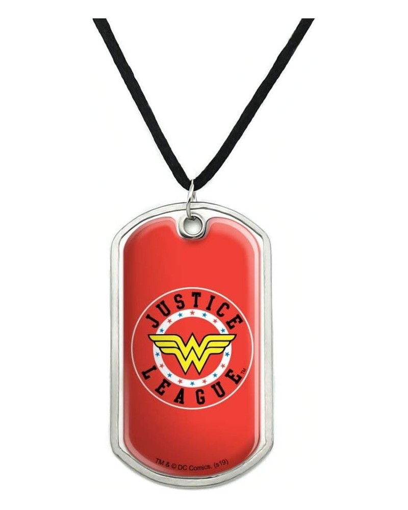 Justice League Wonder Woman Athletic Logo Military Dog Tag Pendant Necklace with Cord $10.43 Necklaces