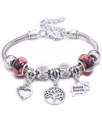 Crystal Charm Bracelets Beads Bracelet Women DIY BeadsBracelets Bangles Jewelry Gift (Metal Color : B3277-rosered) B3277-red ...