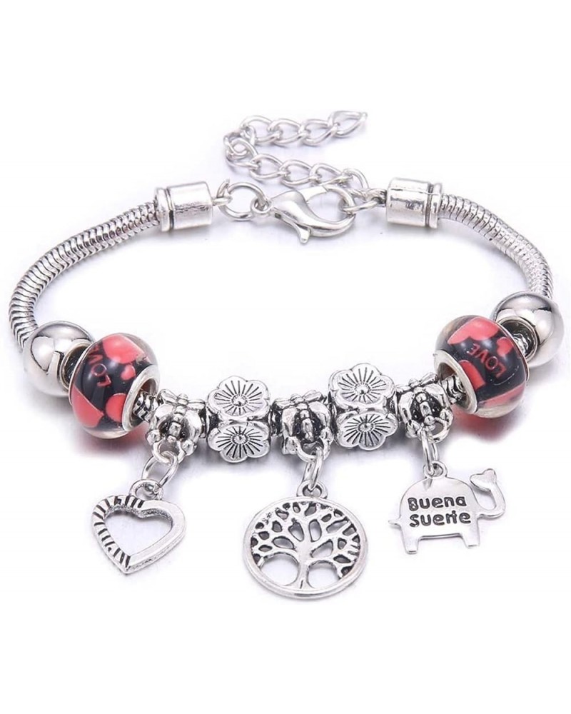 Crystal Charm Bracelets Beads Bracelet Women DIY BeadsBracelets Bangles Jewelry Gift (Metal Color : B3277-rosered) B3277-red ...