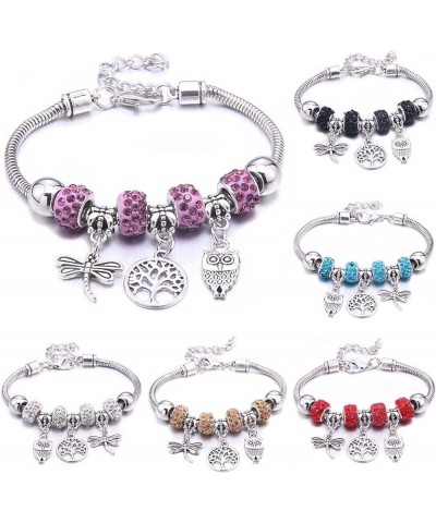 Crystal Charm Bracelets Beads Bracelet Women DIY BeadsBracelets Bangles Jewelry Gift (Metal Color : B3277-rosered) B3277-red ...