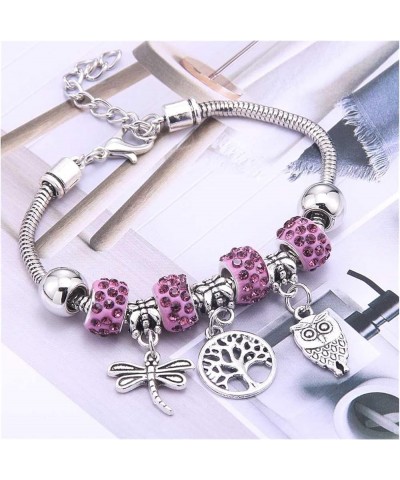 Crystal Charm Bracelets Beads Bracelet Women DIY BeadsBracelets Bangles Jewelry Gift (Metal Color : B3277-rosered) B3277-red ...