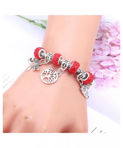 Crystal Charm Bracelets Beads Bracelet Women DIY BeadsBracelets Bangles Jewelry Gift (Metal Color : B3277-rosered) B3277-red ...