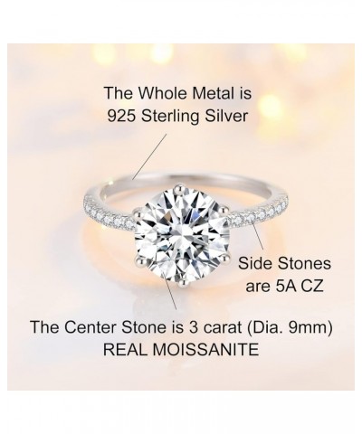 1-3CT Moissanite Engagement Rings for Women - 6 Prong Diamond Promise Ring 925 Sterling Silver D Color VVS with Certificate o...