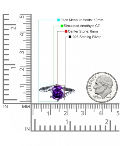 Art Deco Wedding Bridal Engagement Ring Round Simulated Cubic Zirconia 925 Sterling Silver Black Tone, Simulated Amethyst CZ ...