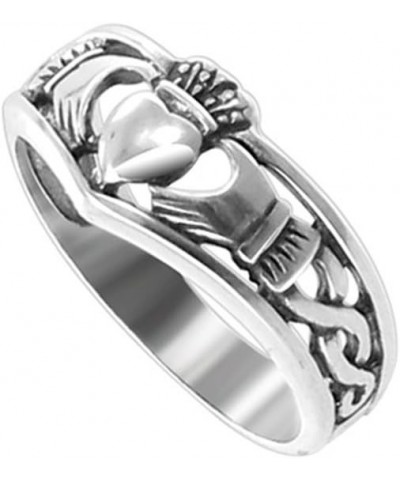 Heart Friendship and Love Crowned Irish Claddagh 925 Sterling Silver Ring for Women $11.50 Rings