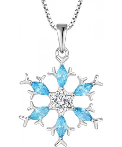 Snowflakes Necklace 925 Sterling Silver Frozen Snowflakes Birthstone Pendant for Women with 5A Cubic Zirconia Jewelry for Wom...