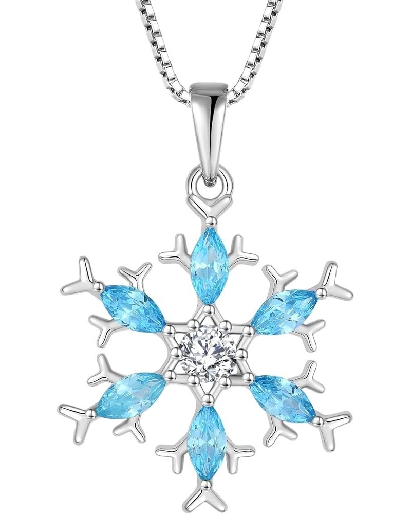 Snowflakes Necklace 925 Sterling Silver Frozen Snowflakes Birthstone Pendant for Women with 5A Cubic Zirconia Jewelry for Wom...