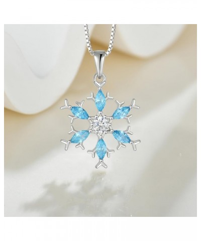 Snowflakes Necklace 925 Sterling Silver Frozen Snowflakes Birthstone Pendant for Women with 5A Cubic Zirconia Jewelry for Wom...