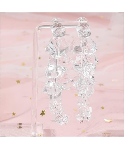 Geometric Ice Cube Earrings for Women Irregular Geometric Acrylic Earrings Exaggerated Funny Transparent Ice Cubes Dangle Ear...