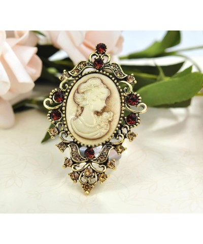 Vintage Inspired Victorian Cameo Lady Maiden Crystal Rhinestone Pin Brooch Antique Gold $11.56 Brooches & Pins