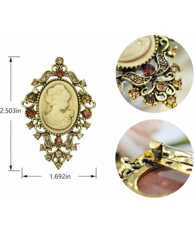 Vintage Inspired Victorian Cameo Lady Maiden Crystal Rhinestone Pin Brooch Antique Gold $11.56 Brooches & Pins