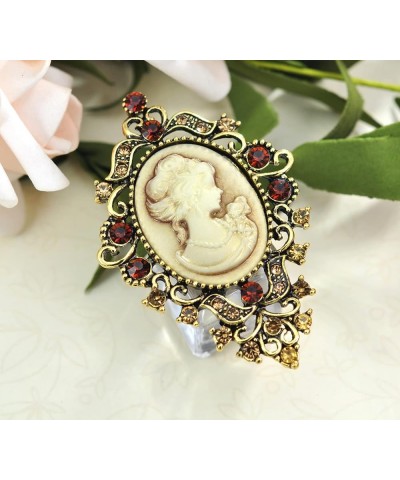 Vintage Inspired Victorian Cameo Lady Maiden Crystal Rhinestone Pin Brooch Antique Gold $11.56 Brooches & Pins