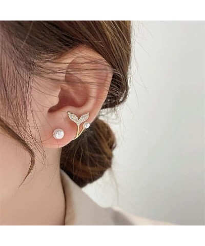 Personality Vintage Fishtail Metal Pearl Dangle Earrings Fashion Temperament Ladies Jewelry Accessories $3.45 Earrings