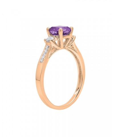 6mm Cushion Amethyst & Round White Sapphire with White Diamond 3 Stone Style Engagement Ring in 10K Gold 7 Rose Gold $95.79 R...