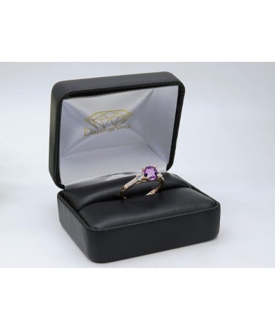 6mm Cushion Amethyst & Round White Sapphire with White Diamond 3 Stone Style Engagement Ring in 10K Gold 7 Rose Gold $95.79 R...