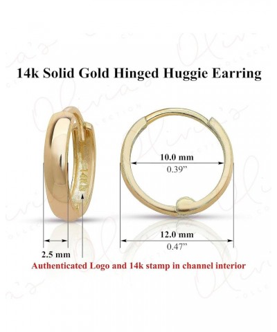 14k White or Yellow Solid Gold Mini Snug Ear-Cuffs or Huggie Earrings (7.0-13.5x3.5mm), Multiple Piercing to the Lobe, Upper-...