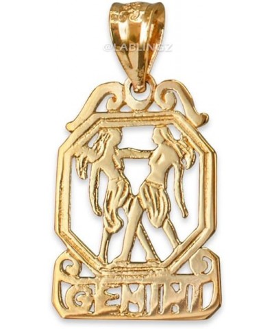 10K Yellow Gold Open Design Gemini Zodiac Charm Pendant $35.41 Pendants