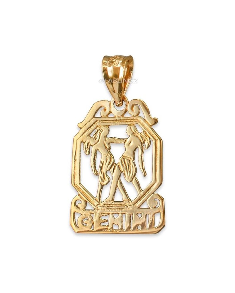 10K Yellow Gold Open Design Gemini Zodiac Charm Pendant $35.41 Pendants