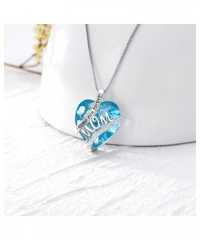 Mothers Necklace Gifts for Mom from Daughter Son, 925 Sterling Silver I Love You Mom Necklace Heart Birthstone Pendant Jewelr...