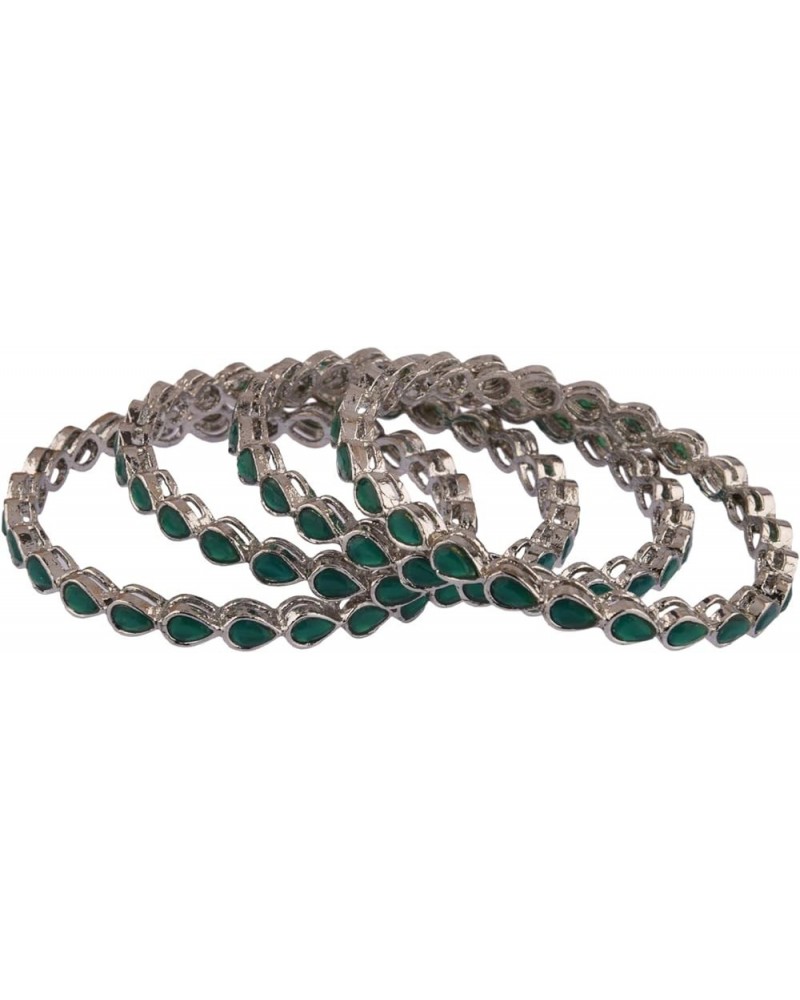 Boho Tribal Antique Oxidized Indian Jewelry Bracelet Bangle Set for Women Girls Silver/ Green (Set of 4 Pcs) 2-4 $11.02 Brace...