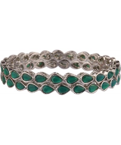 Boho Tribal Antique Oxidized Indian Jewelry Bracelet Bangle Set for Women Girls Silver/ Green (Set of 4 Pcs) 2-4 $11.02 Brace...