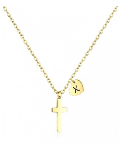 Tiny Cross Necklace for Girls | Heart Initial Necklace | Heart Birthstone Necklace | Letter Stainless Steel Pendant Jewelry F...