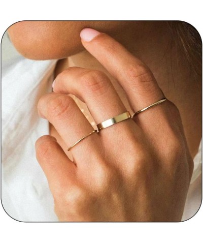 3PCS Gold Rings for Women Girls Dainty 14K Gold Stacking Stackable Rings Thin Gold Ring Set for Women Comfort Fit Size 5 to 1...